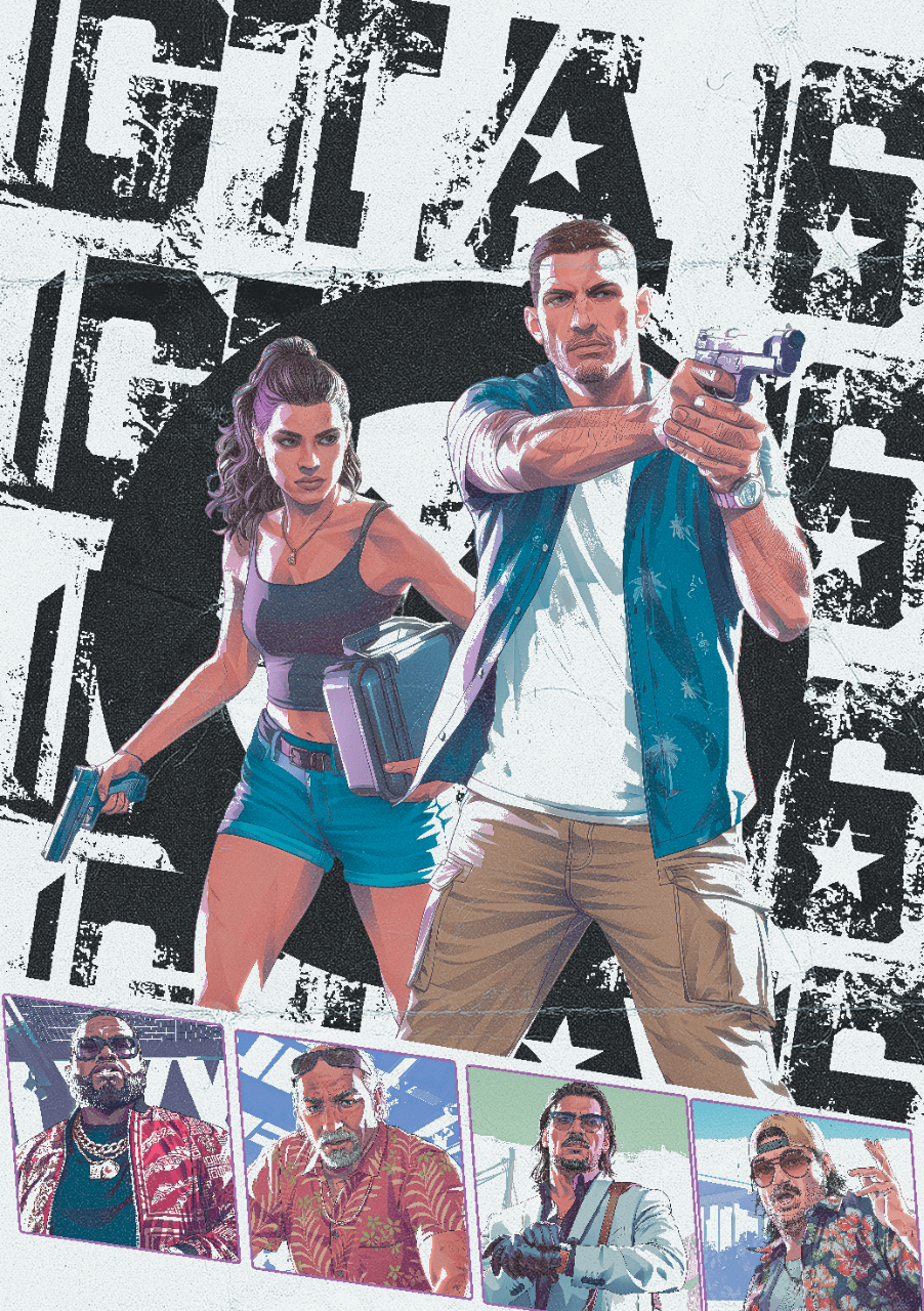 GTA 6 Vice City Graphic Poster Art | Grand Theft Auto VI Wall Art & Merch