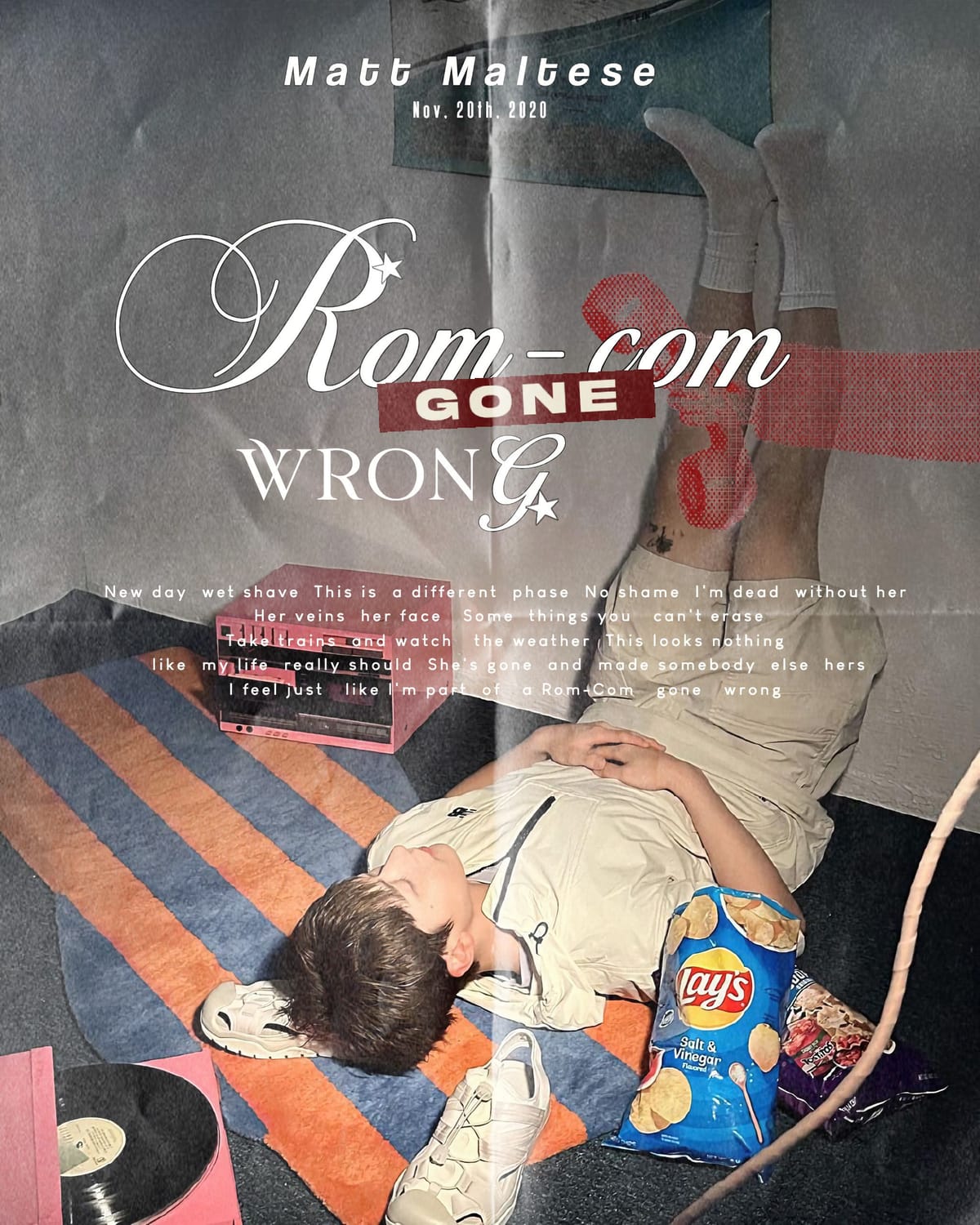 Rom-Com Gone Wrong—Matt Maltese Lyrics Poster Photos background ; Matthew Seok ZB1